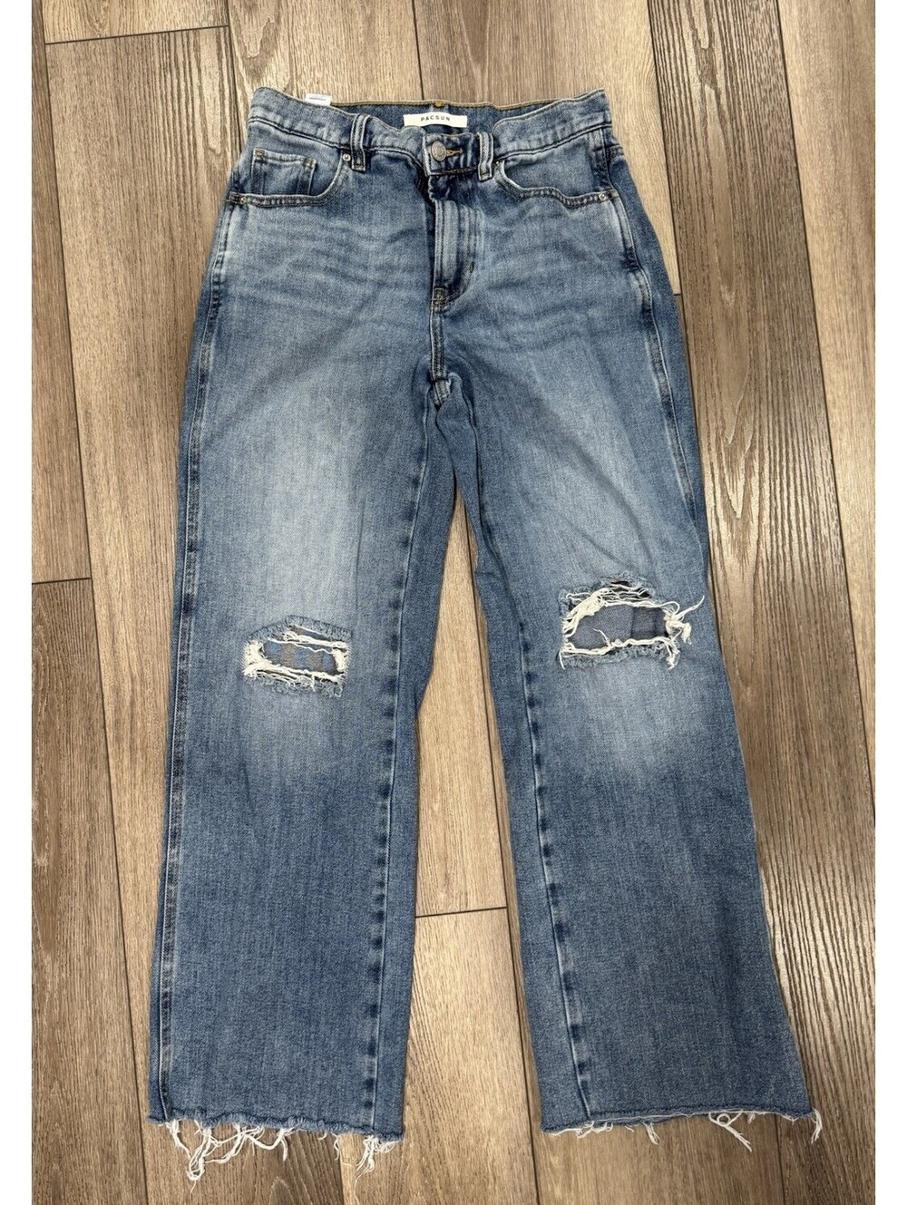 Pacsun Deconstructed Women's Baggy Jeans Size 25 Light Blue Wash